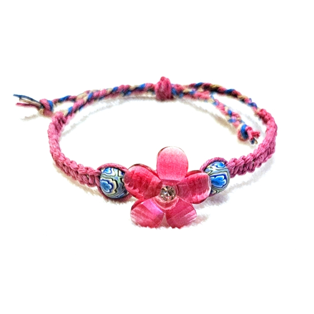 New✨Floral Rhinestone Hemp Bracelet